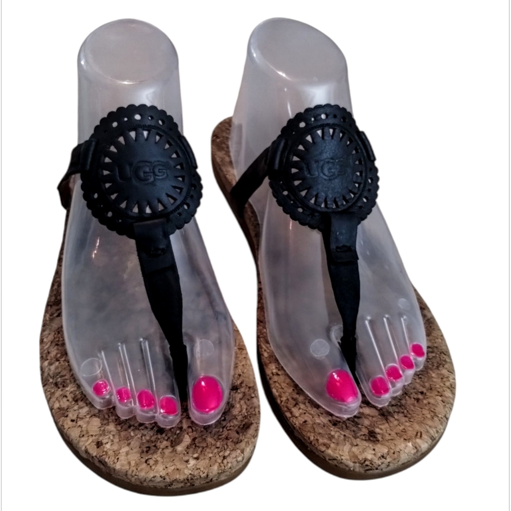 UGG Black Cork Thong Sandals for Women Size 9